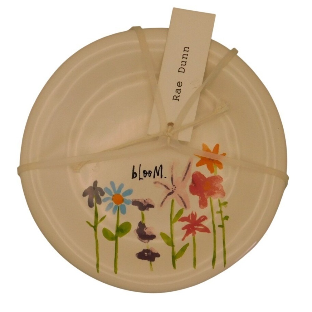 Rae Dunn Artisan Collection Magenta Bloom Appetizer Plates Set of 4 6'' HG8 201